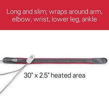 Load image into Gallery viewer, Sunbeam Flexfit Heating Pad Wrap for Pain Relief Customized Heating Pad for Multiple Areas Of The Body 3 Heat Settings With 2 Hour Auto-off 42 X 2.5", Grey/Red