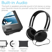 Load image into Gallery viewer, Ematic Portable DVD Player with 10-inch LCD Swivel Screen, Headphones and Car Headrest Mount, Black