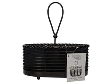 Load image into Gallery viewer, Gourmet Basics by Mikasa 5153172 Rope Metal Tabletop Flatware and Napkin Picnic Caddy 10&quot; Antique Black