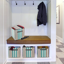Load image into Gallery viewer, Sorbus Foldable Storage Cube Basket Bin, Vertical Stripe Line Pattern (6 Pack, Aqua)