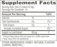 Load image into Gallery viewer, Zarbee's Naturals 96% Honey Cough Soothers + Mucus with Ivy Leaf Extract, Lemon Menthol Flavor, 14 Count