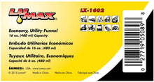 Load image into Gallery viewer, Lumax LX-1602 Black 16 oz. Plastic Funnel