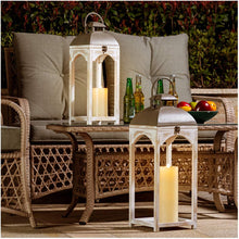 Load image into Gallery viewer, Glitzhome Mondern Farmhouse Wooden Lantern Hanging Decorative Candle Lantern for Outdoor &amp; Indoor