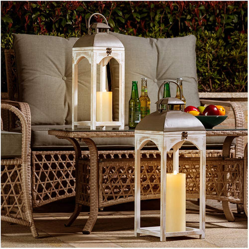 Glitzhome Mondern Farmhouse Wooden Lantern Hanging Decorative Candle Lantern for Outdoor & Indoor