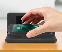 Load image into Gallery viewer, Aluratek Qi Wireless Charging Alarm Clock with White LED Display, USB Charging Port, Compatible with iPhone Xs Max, XR, X/Xs, Galaxy S9/S8/S7, and Other Qi Enabled Smartphones (ABQC03F)