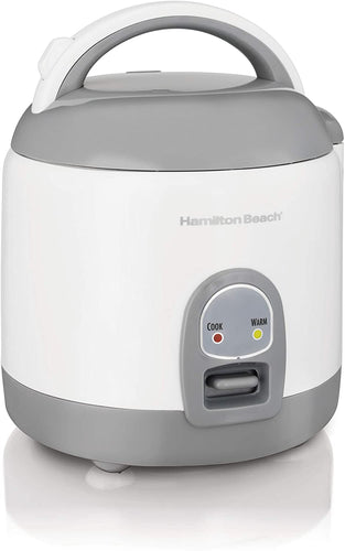 Hamilton Beach Mini Rice Cooker & Food Steamer, 8 Cups Cooked (4 Uncooked), With Steam & Rinse Basket, White (37508)