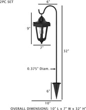 Load image into Gallery viewer, Pure Garden Solar Powered Lights-Set of 2, 32” Hanging Coach Lanterns with 2 Shepherd Hooks-LED Outdoor Lighting for Gardens, Pathways, and Patio
