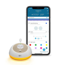 Load image into Gallery viewer, Motorola MBP163CONNECT Audio Baby Monitor - Wireless WiFi Smart Device for Toddlers, Infants, Nursery - with 10 Soothing Sounds, Lullaby, Audiobook - 2-Way Talk Intercom, 7 Night Light Color Options