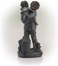 Load image into Gallery viewer, Alpine Corporation GXT484 Piggyback Ride Statue Outdoor Garden, Patio, Deck, Porch-Yard Decoration, 16-Inch Tall, Antique Bronze