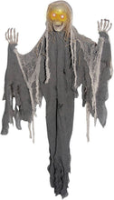 Load image into Gallery viewer, WM Light Up Animated Reaper Skeleton Halloween Decorations - Flashing Eyes, Moving Arms and Spooky Sounds - 3 ft tall