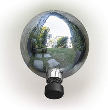 Load image into Gallery viewer, Alpine Corporation GLB292SL Garden, Lawn, Yard, Silver Alpine Glass Gazing Globe, Outdoor Festive Holiday Décor f