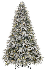 Home Accents Holiday 7.5 ft. Pre-Lit LED Flocked Mixed Pine Artificial Christmas Tree with 500 Warm White Lights