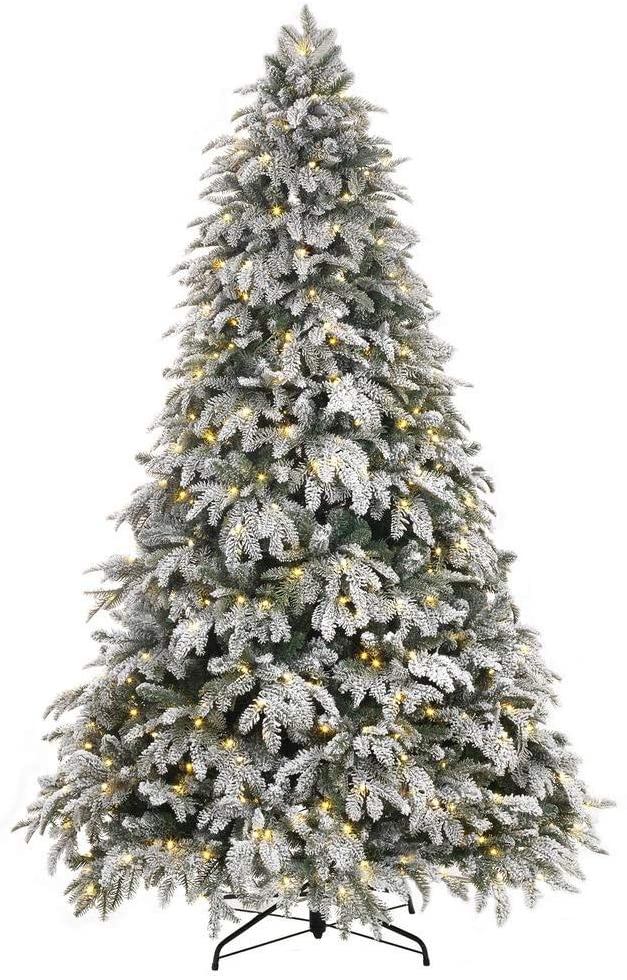 Home Accents Holiday 7.5 ft. Pre-Lit LED Flocked Mixed Pine Artificial Christmas Tree with 500 Warm White Lights