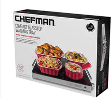 Load image into Gallery viewer, Chefman Compact Glasstop Warming Tray with Adjustable Temperature Control Perfect for Buffets, Restaurants, Parties, Events, Home Dinners and Travel, Mini 15x12 Inch Surface, Keeps Food Hot, Black