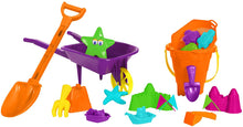 Load image into Gallery viewer, 20 piece sand toy set with wheelbarrow