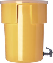 Load image into Gallery viewer, Carlisle 221004 Polyethylene Round Beverage Dispenser, 5 gal. Capacity, 12.37&quot; Dia. x 15.43&quot; H, Yellow