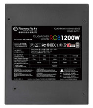 Load image into Gallery viewer, Thermaltake Toughpower Grand RGB 1200W 80+ Platinum Smart Zero RGB Fan, SLI/Crossfire Ready Continuous Power, Full Modular ATX 12V 2.4/EPS 12V 2.92 Power Supply 10 Year Warranty PS-TPG-1200F1FAPU-1