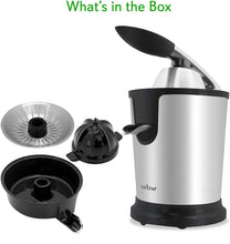 Load image into Gallery viewer, Stainless Steel Electric Juice Press-Citrus Juicer or Squeezer Masticating Machine w/ 160W Power, Handle &amp; Cone for Orange, Lime, Pomegranate and Grapefruit and Lemon Fruit-NutriChef PKJCR305