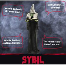 Load image into Gallery viewer, Haunted Hill Farm HHWITCH-9FLS Life-Size Animatronic Witch, Indoor/Outdoor Halloween Decoration, Multi