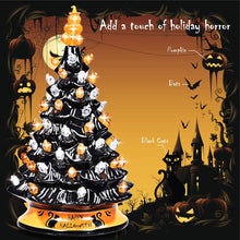 Load image into Gallery viewer, DREAMADE Hand-Painted Ceramic Christmas Tree, 14in Battery Powered Tabletop Xmas Decor, with 12 Bulit-in Lights and Top Star, Forever Lighted Holiday Centerpiece