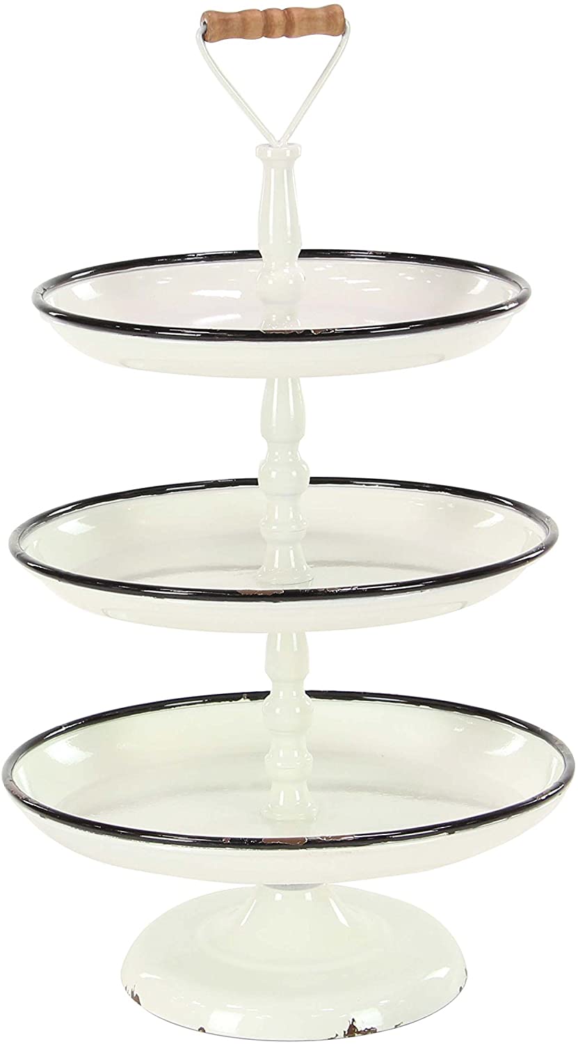 Deco 79 59499 59499 Pedestal Tray, Black/Brown/White
