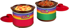 Load image into Gallery viewer, Nostalgia Taco Tuesday Fiesta Slow Cooker With Tempered Glass Lid, Cool-Touch Handles, Removable Round Ceramic Pot, Red