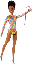 Load image into Gallery viewer, Barbie Rhythmic Gymnast Brunette Doll (12-in/30.40-cm) with Colorful Metallic Leotard, 2 Clubs &amp; Ribbon Accessory, Great Gift for Ages 3 Years Old &amp; Up