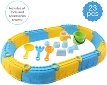 Load image into Gallery viewer, Vokodo 23 Piece Beach Toy Sand Castle Set Includes Molds Tools Bucket Shovel Rake Sifter And Watering Can Perfect For Outdoor Fun Kids Pretend Play Great Gift For Preschool Children Boys Girl Toddlers