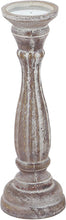 Load image into Gallery viewer, Turned Column Whitewashed Wood Candlesticks, Set of 3: 15", 13", 11"