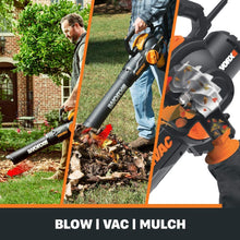 Load image into Gallery viewer, WORX WG514 3-in-1 TriVac Deluxe 2.0 Electric Blower/Mulcher/Vacuum, Black