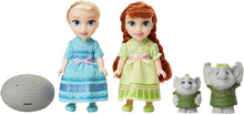Load image into Gallery viewer, Disney Frozen Petite Anna &amp; Elsa Dolls with Surprise Trolls Gift Set, Each doll is approximately 6 inches tall - Includes 2 Troll Friends! Perfect for any Frozen fan!