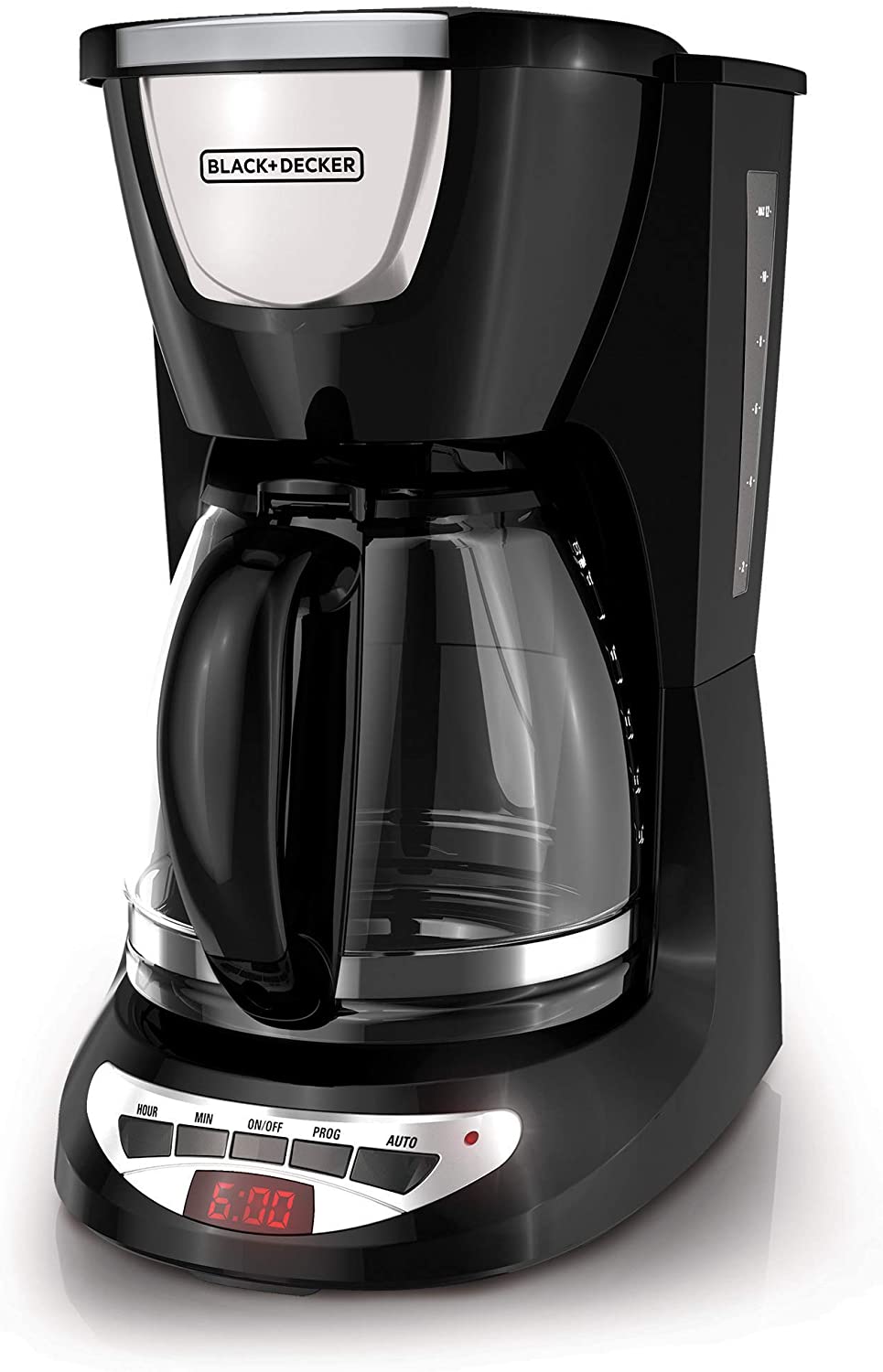 Black & Decker DCM100B 12-Cup Programmable Coffeemaker with Glass Carafe, Black