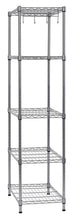 Load image into Gallery viewer, Muscle Rack WS241459-5S 5 Tier Wire Shelving with Hooks in Silver, 59" Height, 24" Width, 14" Length