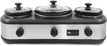 Load image into Gallery viewer, Elite Platinum EWMST-415 Maxi-Matic Triple Slow Cooker Buffet Server, Stainless Steel