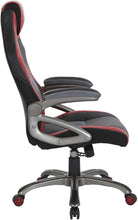 Load image into Gallery viewer, OSP Designs Mesh and Bonded Leather Adjustable Race Car Office Chair, Charcoal Grey and Red