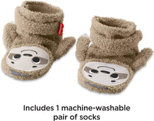 Load image into Gallery viewer, Fisher-Price Sloth Activity Socks, Adjustable Pair of Wearable Baby Rattle Toys