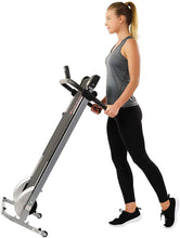 Load image into Gallery viewer, Sunny Health &amp; Fitness SF-T1407M Manual Walking Treadmill with LCD Display, Compact Folding, Portability Wheels and 220 LB Max Weight