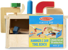 Load image into Gallery viewer, Melissa &amp; Doug Hammer and Saw Tool Bench - Wooden Building Set (32 pcs)