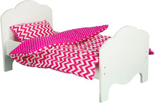 Load image into Gallery viewer, Olivia's Little World - Princess Bedding Eco-Friendly (Modern Chevron) , Wooden 18 inch Doll Furniture, White