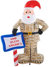 Load image into Gallery viewer, Airblown Inflatable Gemmy 89127X Military Santa with God Bless America Sign