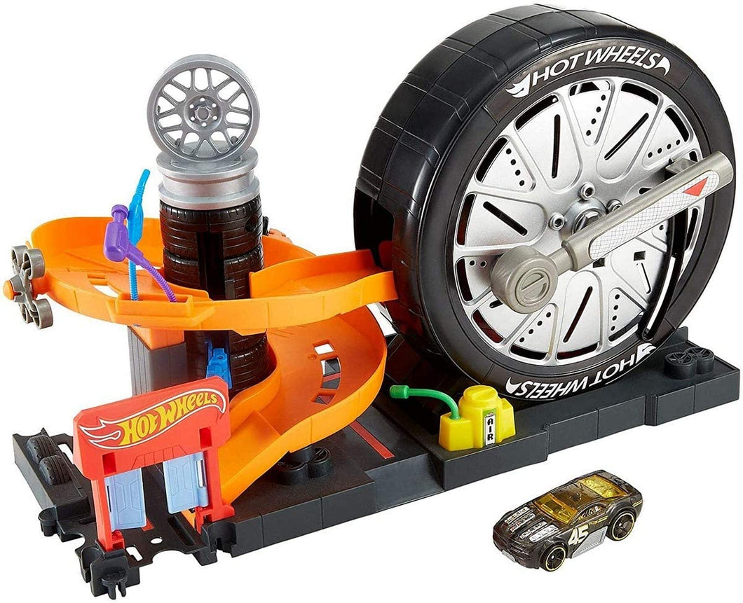 Hot Wheels FNB15 Super Spin Tire Shop, Multicoloured