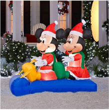 Load image into Gallery viewer, 5 ft. Airblown Lighted Mickey and Minnie&#39;s Sled Scene Holiday Christmas decoration