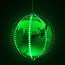 Load image into Gallery viewer, Alpine Corporation LPA108L-GN Hanging Christmas Ball Ornament with Chasing LED Lights Plug-in Festive Indoor Holiday Décor, 13-Inch Tall, Green