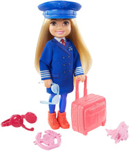 Load image into Gallery viewer, Barbie Chelsea Can Be Playset with Blonde Chelsea Pilot Doll (6-In/15.24-cm), Luggage, Headset, Cockpit Wheel, Mini Plane, Glasses, Great Gift for Ages 3 Years Old &amp; Up