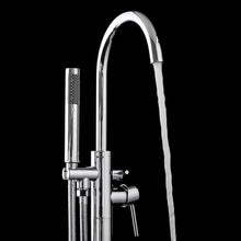 Load image into Gallery viewer, AKDY 47&quot; Multi-Function Brass Made Chrome Finish Floor Mount Tub Filler w/Handheld Shower Wand Bathroom Faucet