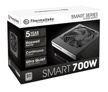 Load image into Gallery viewer, Thermaltake Smart 700W 80+ White Certified PSU, Continuous Power with 120mm Ultra Quiet Fan, ATX 12V V2.3/EPS 12V Active PFC Power Supply PS-SPD-0700NPCWUS-W