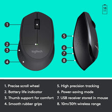 Load image into Gallery viewer, Logitech MK345 Wireless Combo Full-Sized Keyboard with Palm Rest and Comfortable Right-Handed Mouse - Black