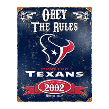 Load image into Gallery viewer, Party Animal NFL Embossed Metal Vintage Houston Texans Sign