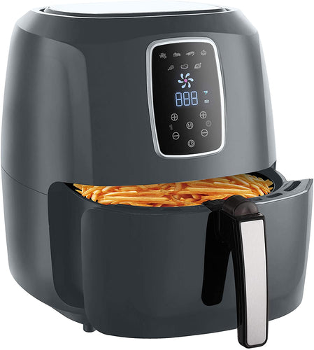 Emerald Gray Air Fryer 5.2 Liter Capacity w/Digital LED Touch Display & Slide out Pan/Detachable Basket 1800 Watts (1813)