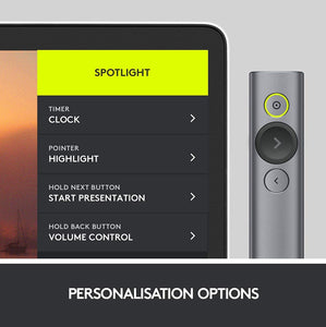 (Discontinued) Logitech Spotlight Presentation Remote - Advanced Digital Highlighting with Bluetooth, Universal Compatibility, 30M Range and Quick Charging – Slate